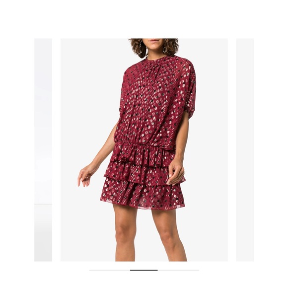 Saint Laurent Burgundy Metallic Mini Dress